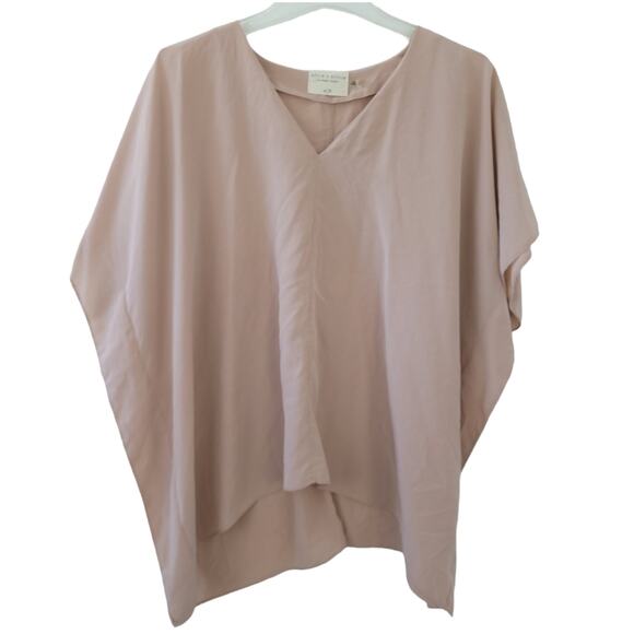 Alice + Olivia 100% Silk Blouse Medium Short Sleeve Neutral, Oversized Lagenlook - Picture 1 of 5